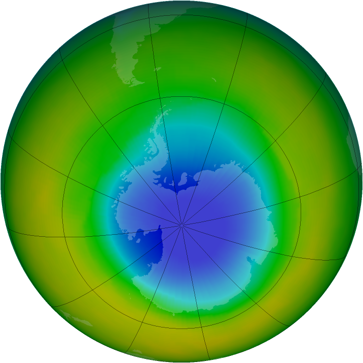 Antarctic ozone map for October 1986
